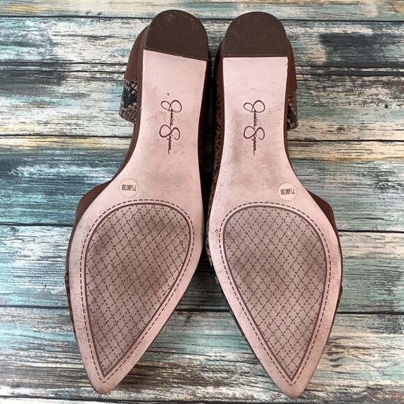 Jessica Simpson Flats Womens 7.5M Crissile Brown Animal Print Pointed Toe Shoes - Picture 6 of 10